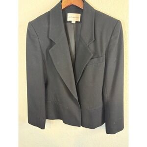 JH Collectibles Womens Black 100% Wool Blazer Jacket Made in USA Size 4 Vintage